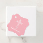 Kruis | Baby roze communiqué baptisme Christening Bedankjes Labels (In situ)