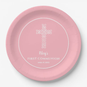 Kruis Baby roze communiqué baptisme Christening Papieren Bordje