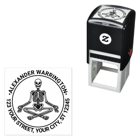 Kruis Been Mediterend Skelet Naam Adres Zelfinktende Stempel (In situ)