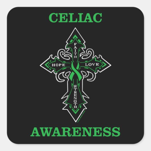 Kruis/bewustzijn... Celiac Vierkante Sticker (Voorkant)