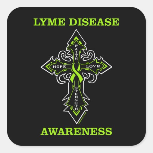 Kruis/bewustzijn... Lymziekte Vierkante Sticker (Voorkant)