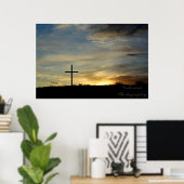 Kruis bij zonsondergang poster (Thuiskantoor)