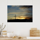 Kruis bij zonsondergang poster (Keuken)