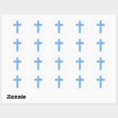 kruis blauw ronde sticker (Vel)