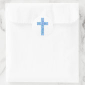 kruis blauw ronde sticker (Tas)
