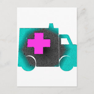 kruis blauwe ambulance verpleegster emt dokter med briefkaart