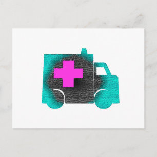 kruis blauwe ambulance verpleegster emt dokter med briefkaart