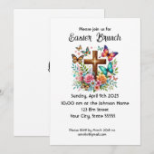 Kruis Bloemen Vlinders Pasen Brunch Uitnodiging (Voorkant / Achterkant)