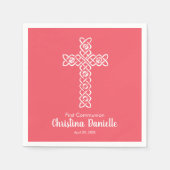 Kruis | Bright Coral Communion Baptism Christening Servet (Voorkant)