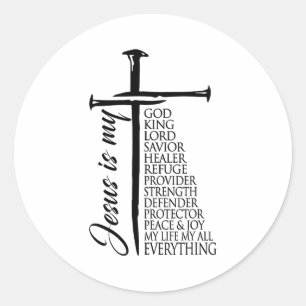 Kruis Christelijk Christus Jezus Is Mijn God Konin Ronde Sticker