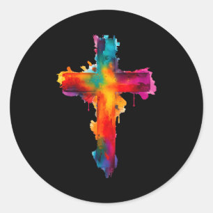 Kruis Christelijk Geloof Gezegend Geloof Gr Ronde Sticker