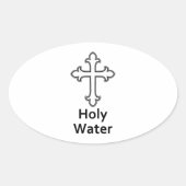 Kruis Christelijke Kerk Heilig Water Ovale Sticker (Voorkant)