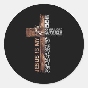 Kruis christenen Jezus Is Mijn God Koning Heer Hei Ronde Sticker