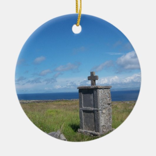 Kruis door de zee keramisch ornament (Voorkant)