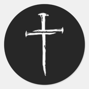 Kruis Drie Spijkers Christelijk Vintage 1 Kruis 3  Ronde Sticker
