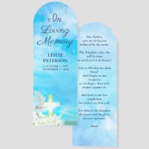 Kruis & Duif Blauwe Gebedenkaart met Gedicht ter n