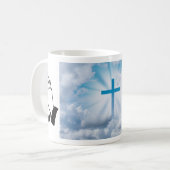 Kruis- en biddershanden koffiemok (Voorkant links)