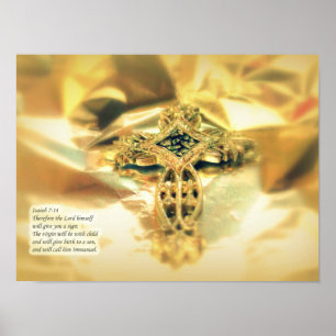 Kruis en Bijbelcitaat - Christendom Poster