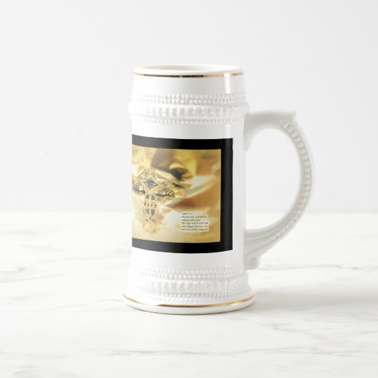 Kruis- en bijbelprijsopgave - christendom bierpul (Rechts)