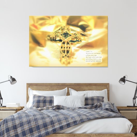 Kruis- en bijbelprijsopgave - christendom canvas afdruk (Insitu (Slaapkamer))