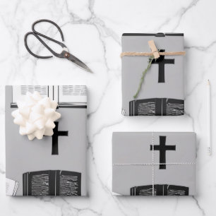 Kruis en bijbelse eerbied inpakpapier vel