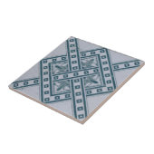 Kruis en Blauw Grijze Vierkanten Weven Tegeltje (Zijkant)