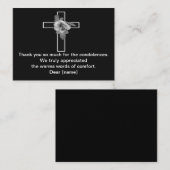 Kruis en bloem op donker na begrafenis Dank u Notitiekaartje (Voorkant / Achterkant)