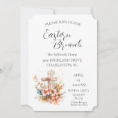 Kruis en bloemen bloemenpaasbrunch kaart (Voorkant)