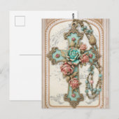 kruis en bloemen briefkaart (Voorkant / Achterkant)