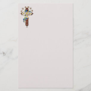 Kruis en bloemen briefpapier