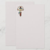 Kruis en bloemen briefpapier (Voorkant / Achterkant)