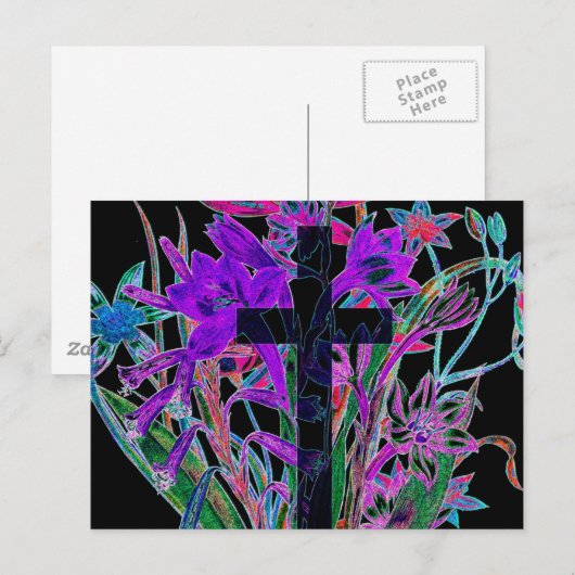 Kruis en bloemen door Amelia Carrie Briefkaart (Voorkant / Achterkant)