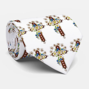 Kruis En Bloemen Halsdoek Stropdas