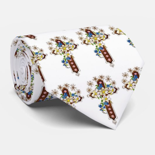 Kruis En Bloemen Halsdoek Stropdas (Opgerold)