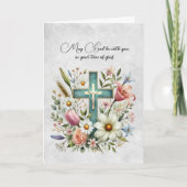 Kruis en bloemen sympathie kaart (Voorkant)