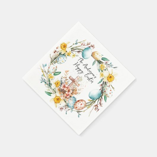 Kruis- en bloemenpaasfeest servet (Hoek)