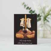 Kruis en Communie Paasfeest Briefkaart (Staand voorkant)