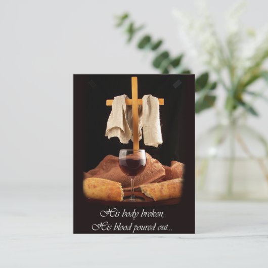 Kruis en Communie Paasfeest Briefkaart (Staand voorkant)