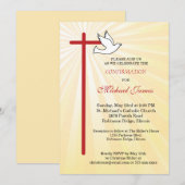 Kruis en Duif Gouden Stralen Mannelijke Confirmant Kaart (Voorkant / Achterkant)