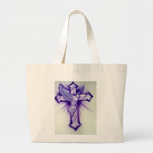 Kruis en duif grote tote bag (Voorkant)
