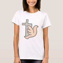 Kruis en duif symbool van vrede t-shirt