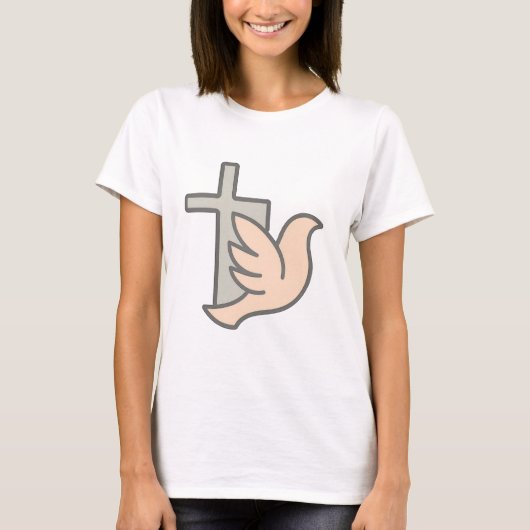 Kruis en duif symbool van vrede t-shirt (Voorkant)