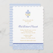 Kruis en duif | Uitnodiging tot blauwe jongen (Voorkant / Achterkant)