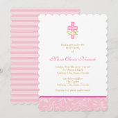 Kruis en duif | Uitnodiging voor Girl Baptism (Voorkant / Achterkant)