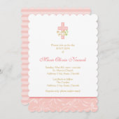 Kruis en duif | Uitnodiging voor koraalmeisjes (Voorkant / Achterkant)