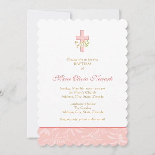 Kruis en duif | Uitnodiging voor koraalmeisjes (Voorkant)