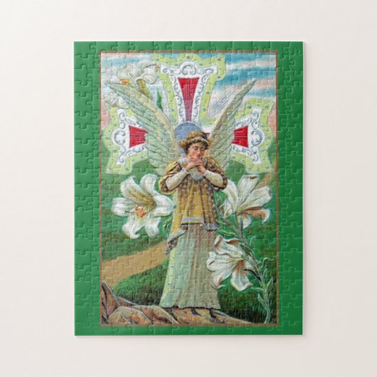 Kruis en engel bidden legpuzzel (Verticaal)