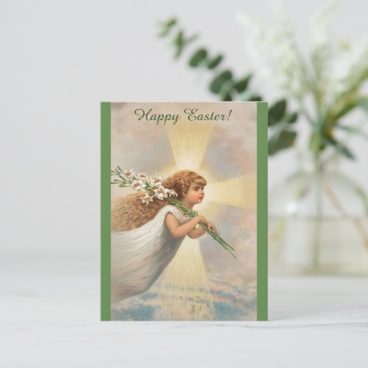  Kruis en Engel Dragen Lelies Briefkaart (Staand voorkant)