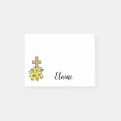 Kruis en gele bloemen gepersonaliseerd post-it® notes (Voorkant)