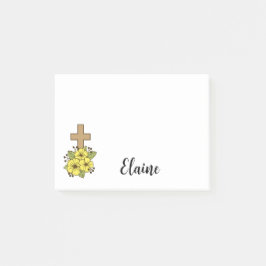 Kruis en gele bloemen gepersonaliseerd post-it® notes